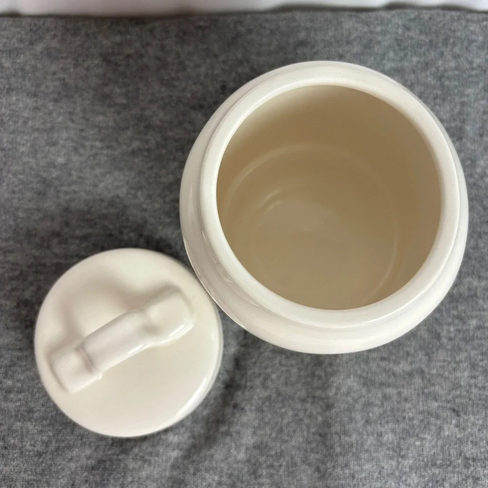 Rae Dunn GATHER Ceramic Canister Ivory Farmhouse Jar with Lid Artisan Collection